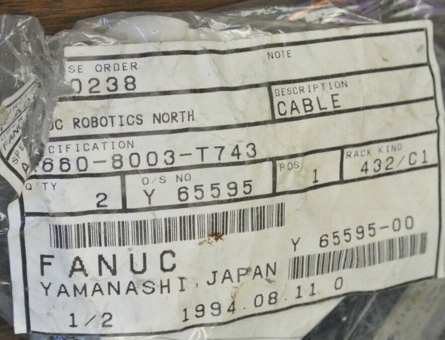 FANUC A660-8003-T743 CABLE ASSEMBLY w/GUIDE for S-100 / AZ7311 + 8003-T743 RL