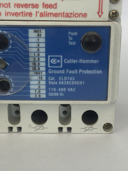 CUTLER HAMMER ELFD3150L INDUSTRIAL CIRCUIT BREAKER 150A 480VAC SER C ELD143 110-