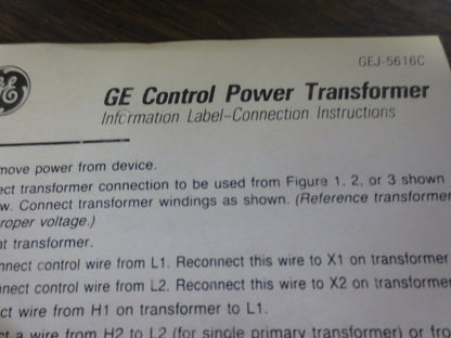 GENERAL ELECTRIC CR308XT123A TRANSFORMER KIT for 200/300 STARTERS 220/208V PRIM.