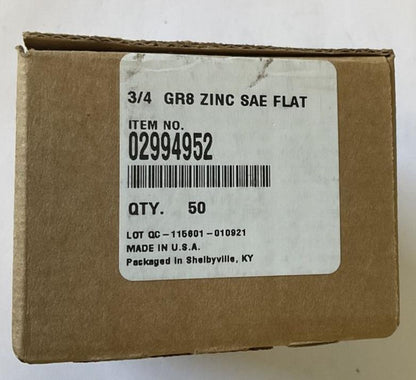 MSC 02994952 SAE FLAT WASHER 3/4" GR8 ZINC QTY.50