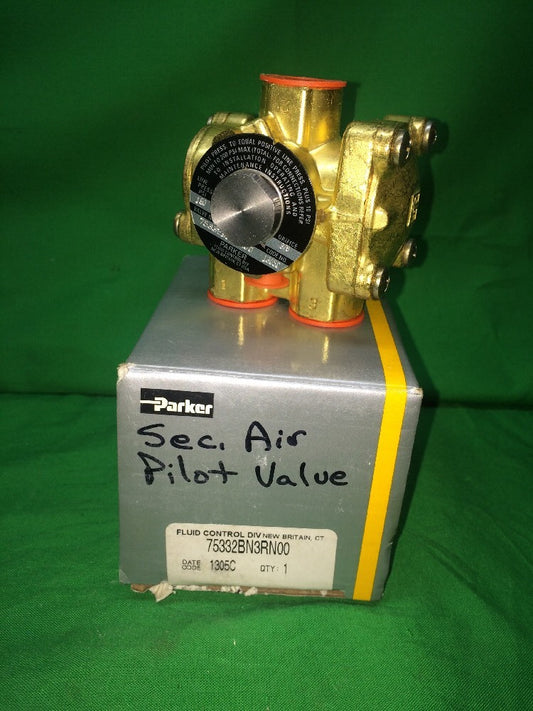 3/8" PortFluid Control Solenoid Valve 3-Way 180 PSI Parker 75332BN3RN00