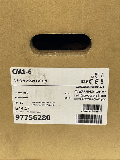 GRUNDFOS - CM1-6 - A-97756280-P3-1904 - Multistage Centrifugal Pump - 97756280