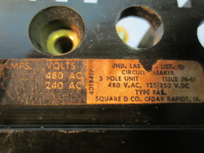 SQUARE D FAP34030 30A 3-POLE CIRCUIT BREAKER TYPE FAL - NO LABEL