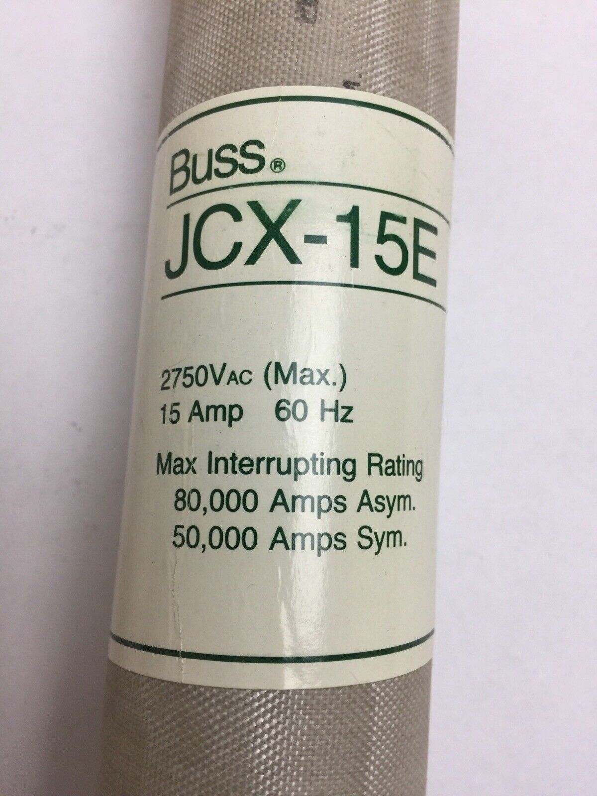 BUSS JCX-15E FUSE 2750VAC 15AMP 60HZ