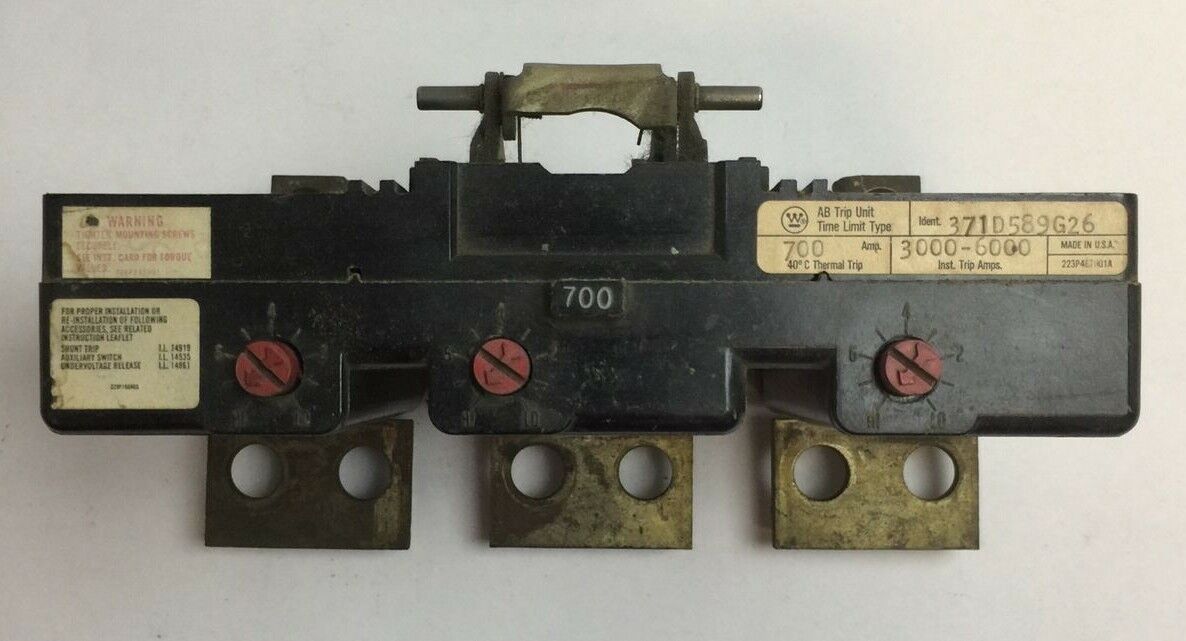 WESTINGHOUSE HNB3700T AB TRIP UNIT 700AMP INST TRIP 3000-6000A 371D589G26