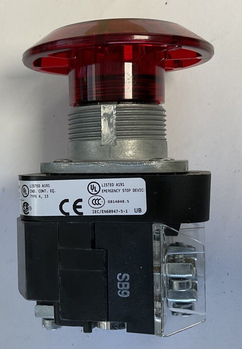 ALLEN BRADLEY 800T-FXJEPH16RA1 PUSH/PULL BUTTON E-STOP SER.U 120V 50/60HZ