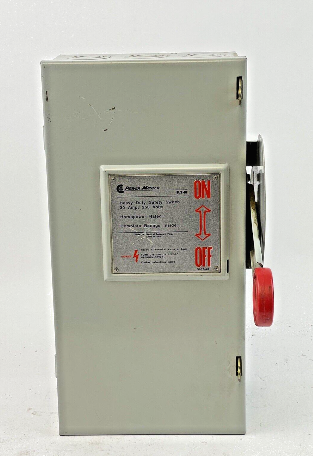 EATON - POWER MASTER - H321SNK - SAFETY SWITCH - 30 A, 120/240 VAC, TYPE 1