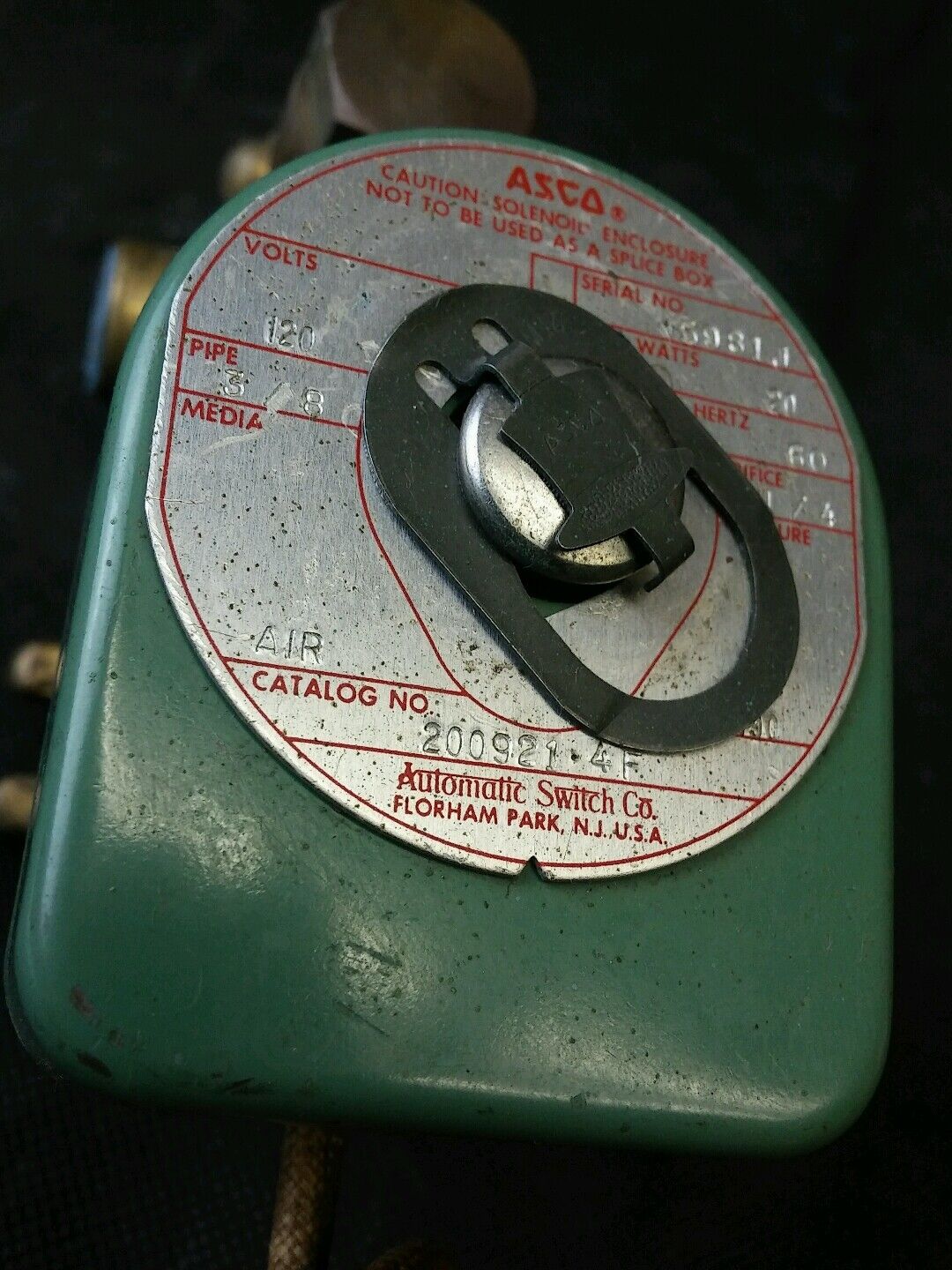 ASCO RED HAR SOLENOID VALVE 200921 4RF 110/120VAC 250PSI 1/4"