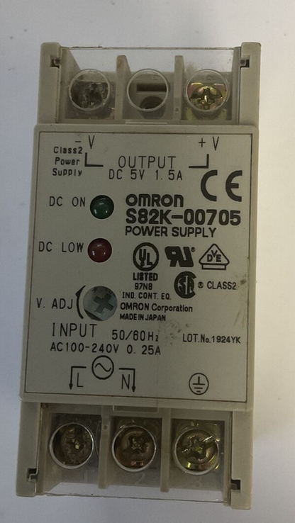 OMRON S82K-00705 POWER SUPPLY 240VAC 0.25A 50/60HZ 5VDC 1.5A