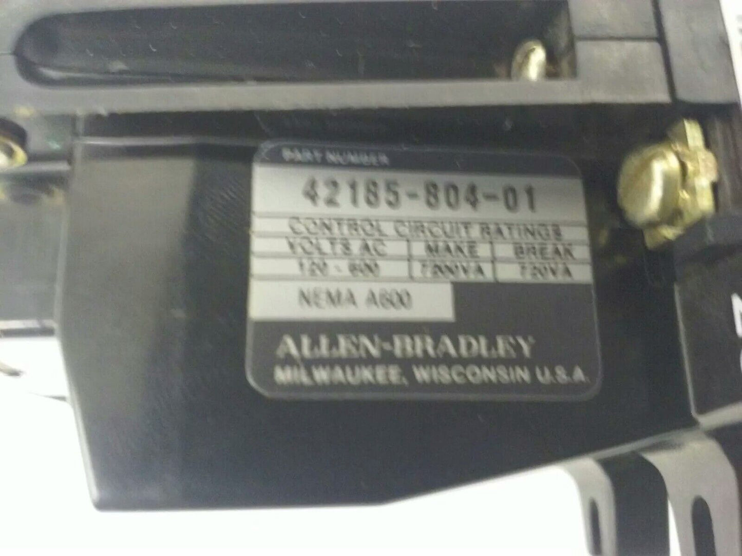 ALLEN BRADELY 42185-804-01, 595-A02 SER. A, OVERLOAD RELAY, 600V, NEMA600