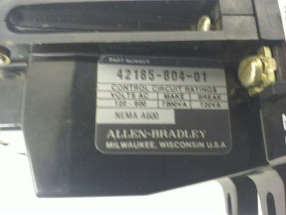ALLEN BRADELY 42185-804-01, 595-A02 SER. A, OVERLOAD RELAY, 600V, NEMA600
