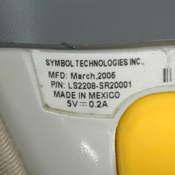 SYMBOL LS2208-SR20001 BARCODE SCANNER / HANDHELD / 5V / 0.2A