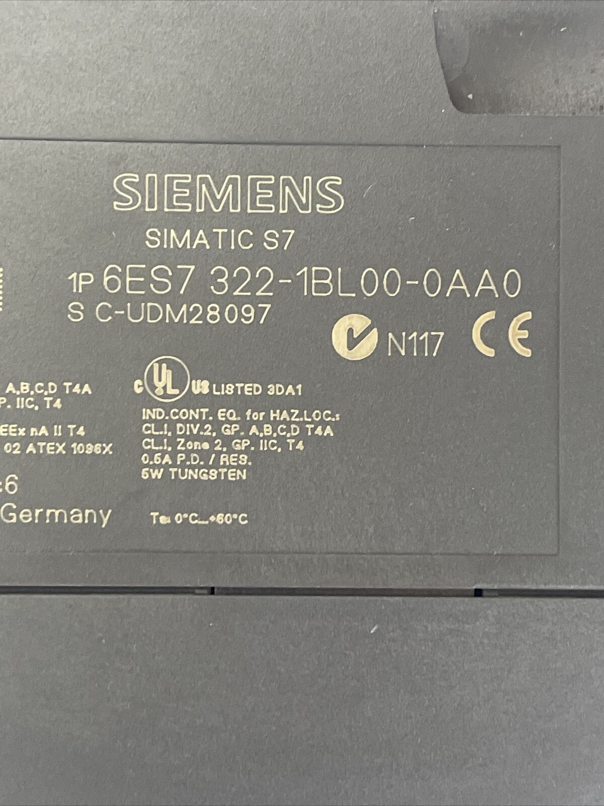 SIEMENS SIMATIC S7 1P 6ES7 322-1BL00-0AA0 OUTPUT MODULE SM322 D0 32 X DC24V 0.5A