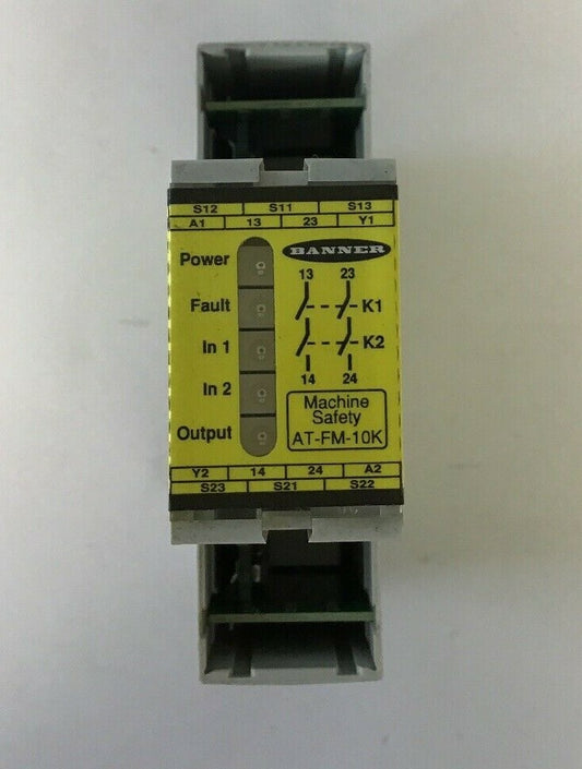 BANNER AT-FM-10K SAFETY RELAY 24VDC**** (PARTS ONLY) NOT WORKING*****
