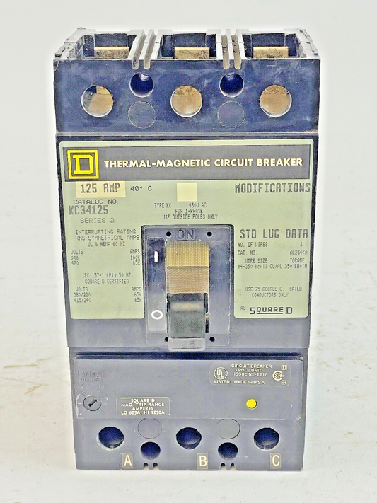 SQUARE D - KC34125 SERIES 2 - CIRCUIT BREAKER - 125 A, 480 VAC, 3 POLE
