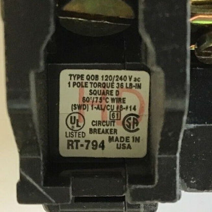 SQUARE D QOB1201200 CIRCUIT BREAKER 20A 120/240VAC 50/60HZ