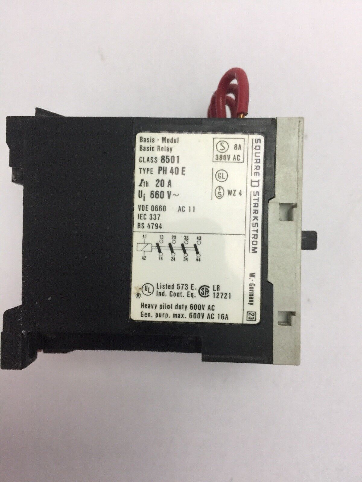 SQUARE D 8501 PH 40 E CONTACTOR 600VAC 16A COIL 110V 50HZ 120V 60HZ