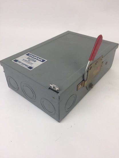 SYLVANIA D633SN FUSIBLE SAFETY SWITCH 60A 240VAC 3 POLE NEMA 1 SURFACE ENCLOSURE