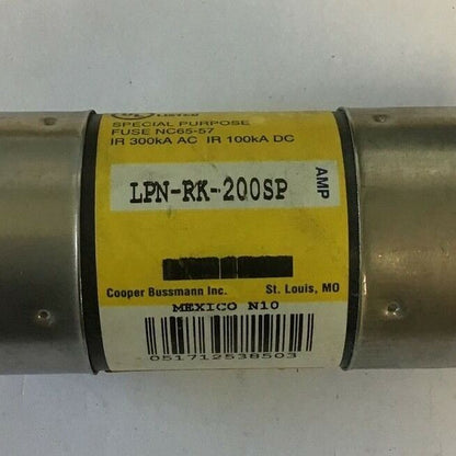 BUSSMANN LPN-RK-200SP FUSE LOW PEAK DUAL ELEMENT TIME DELAY CLASS RK1