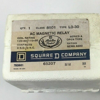 SQUARE D 8501 L0-30 MAGNETIC CONTROL RELAY SER.A COIL120-60/110-50 MM