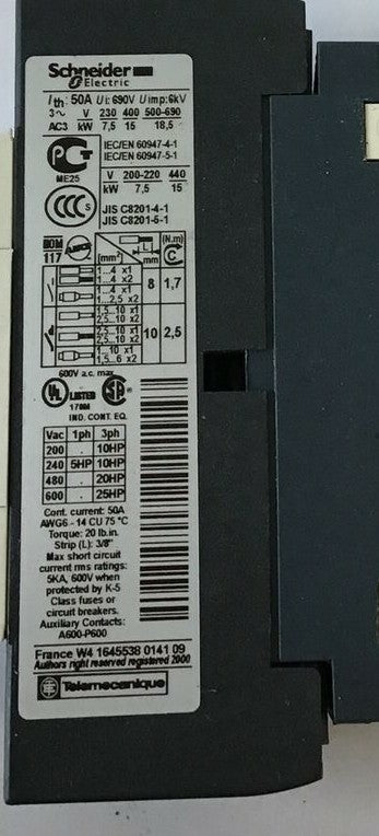 SCHNEIDER LC1D32 BD CONTACTOR 24VDC