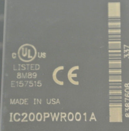 GE / FANUC VersaMax IC200PWR001A POWER SUPPLY / 24VDC / 11W