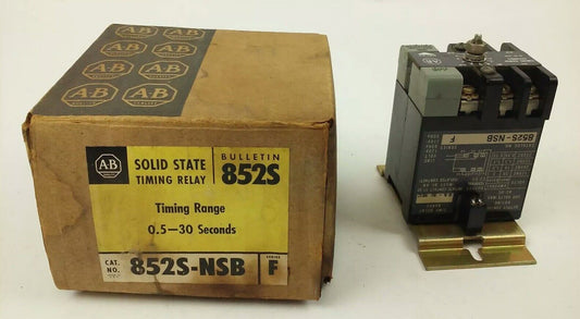 ALLEN BRADLEY, 852S-NSB, SERIES F, TIMING RELAY, RANGE .5-30 SECONDS, NEW