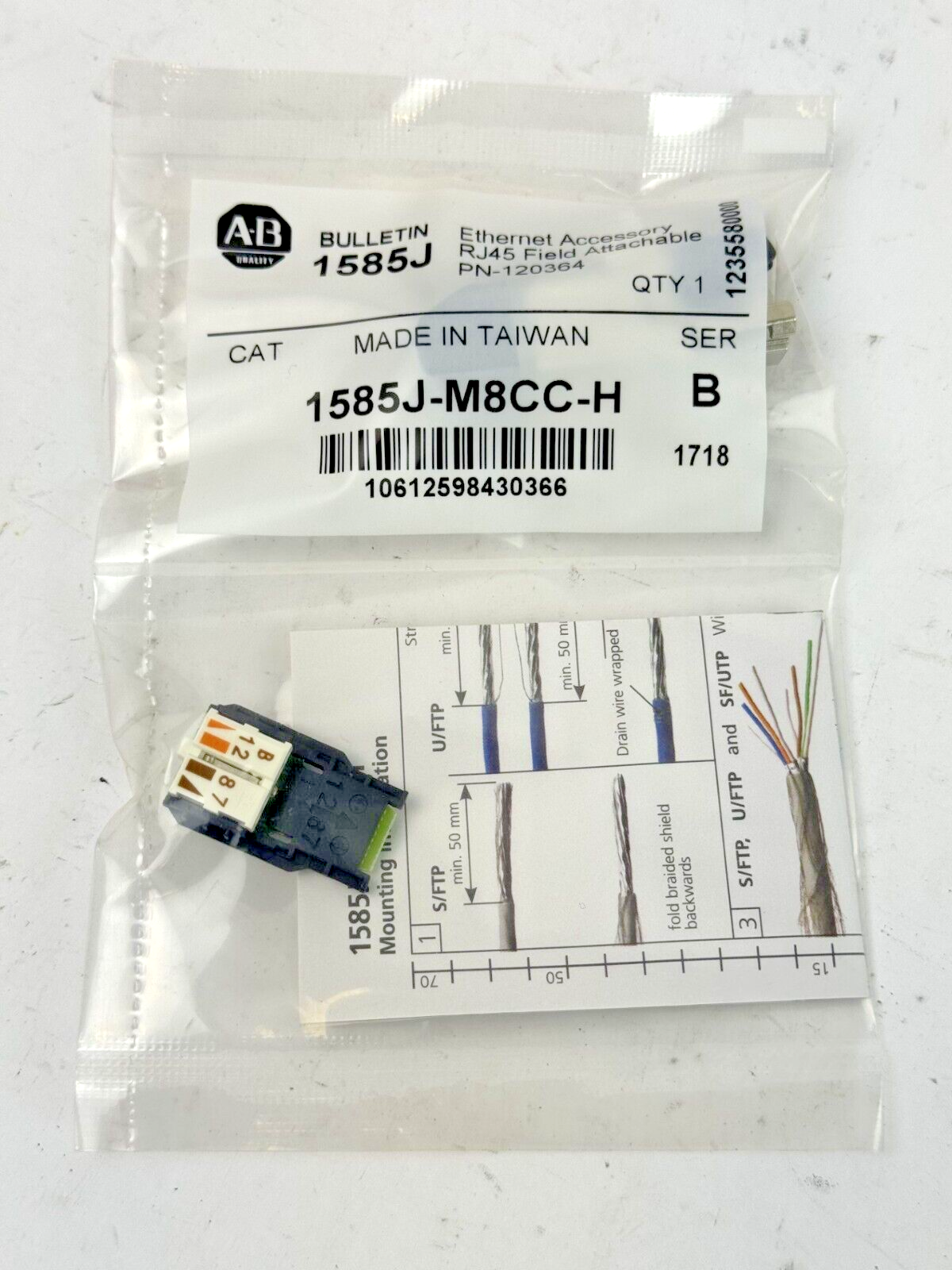 ALLEN-BRADLEY - 1585J-M8CC-H SER. B - ETHERNET ACCESSORY - RJ45 FIELD ATTACHABLE