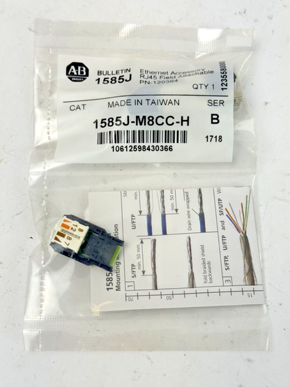 ALLEN-BRADLEY - 1585J-M8CC-H SER. B - ETHERNET ACCESSORY - RJ45 FIELD ATTACHABLE