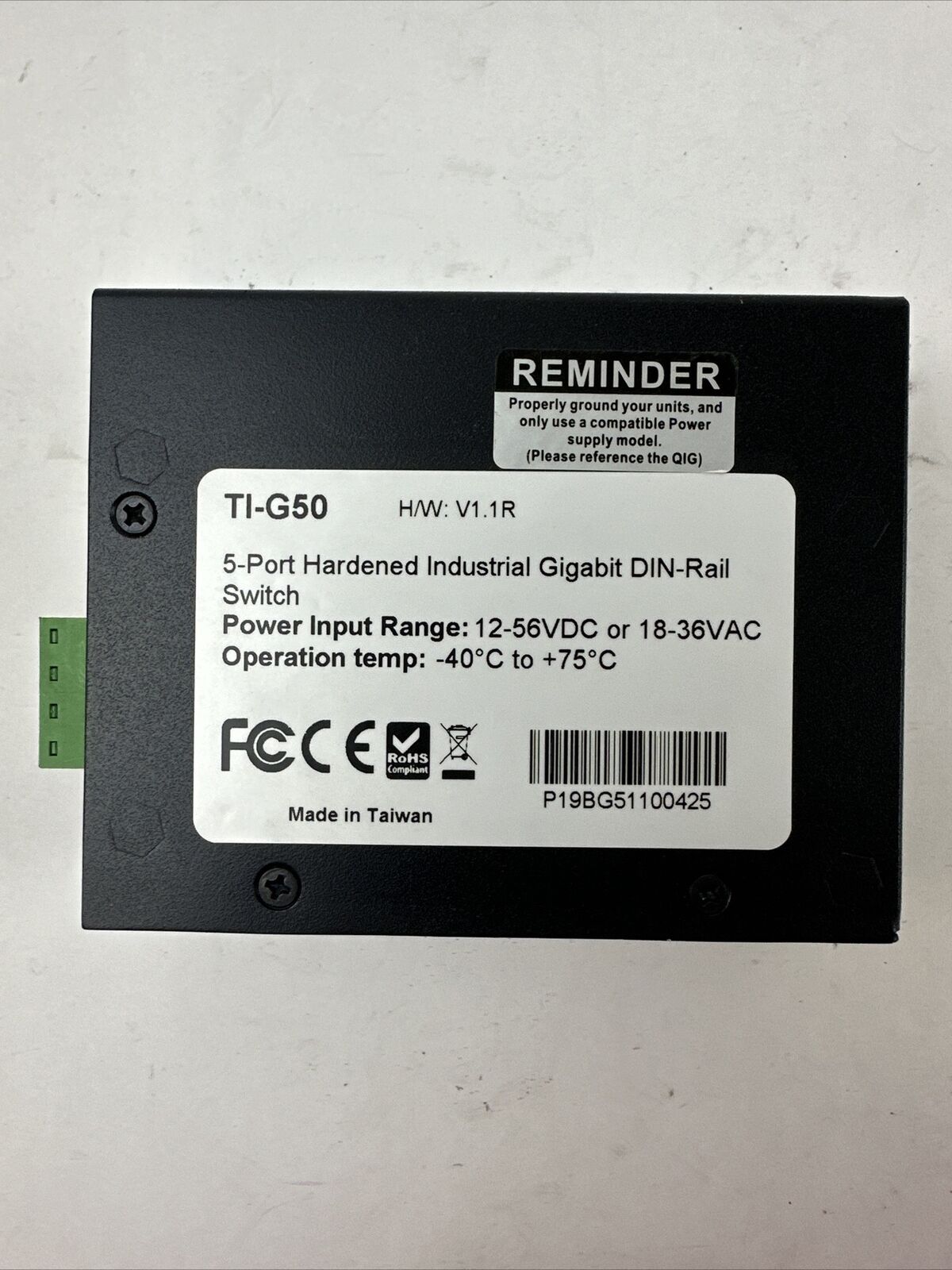 TRENDNET TI-G50 5-PORT HARDENED INDUSTRIAL GIGABIT DIN-RAIL SWITCH 12-56VDC