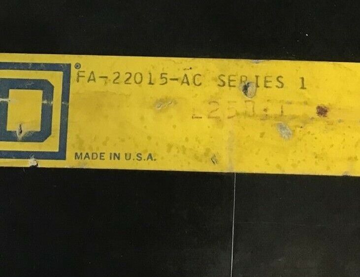 SQUARE D FA22015AC CIRCUIT BREAKER 240VAC/250VDC 2POLE