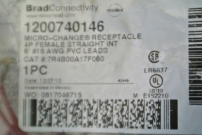 BRAD HARRISON 7R4B00A17F060 / 1200740146 MICRO-CHANGE RECEPTACLE 4P FEMALE ST.
