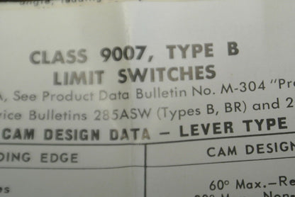 SQUARE D 9007 B53E Ser. B / LIMIT SWITCH / NEW SURPLUS in BOX
