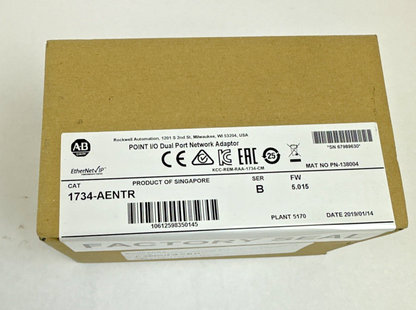 ALLEN BRADLEY 1734-AENTR POINT I/O DUAL PORT NETWORK ADAPTER FW5.015 SER.B