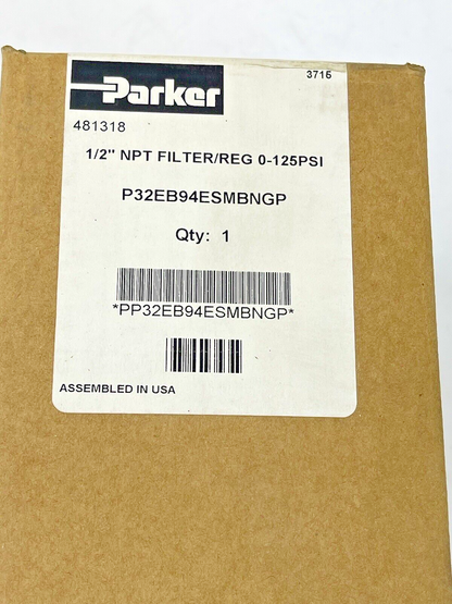 PARKER - P32EB94ESMBNGP - 1/2" NPT FILTER/ REGULATOR - 0-125 PSI