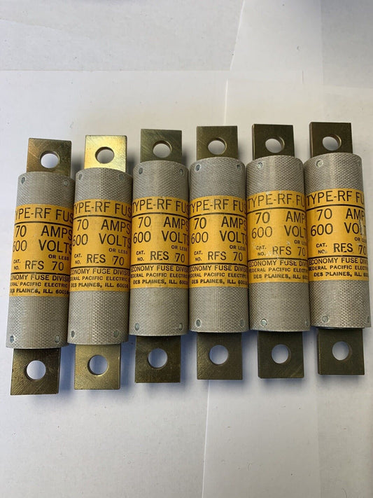 Economy Fuse RFS70 70A 600V Type-RF Fuse "Lot of 6"