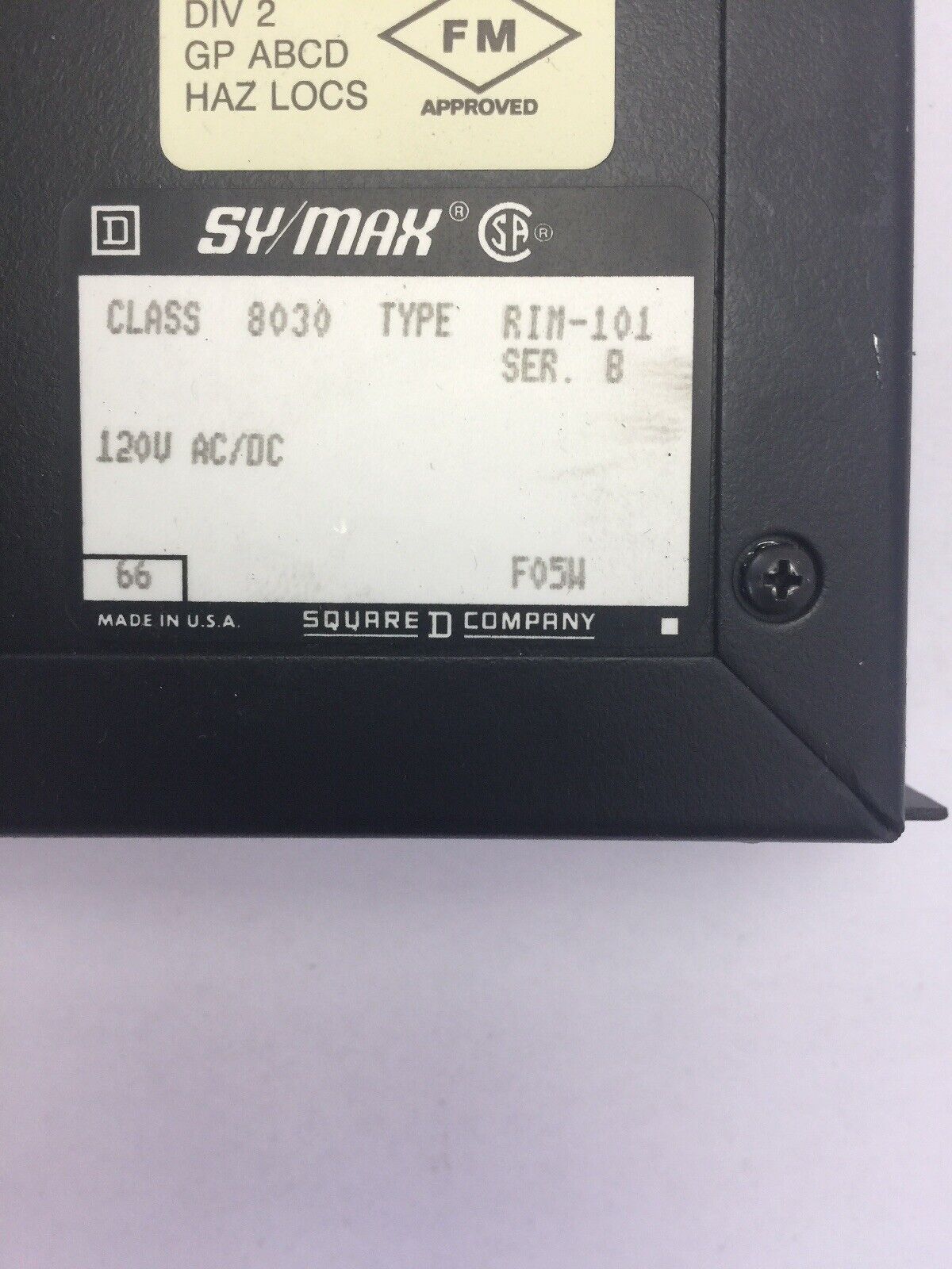 SQUARE D SY/MAX 8030 RIM-101 INPUT MODULE SER B 120V AC/DC