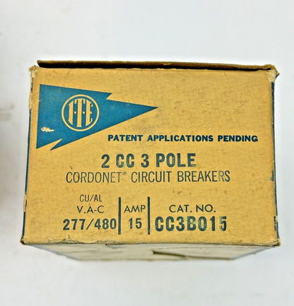 SIEMENS / ITE *BOX OF 2* - CC3B015 - CIRCUIT BREAKER - 3 POLE/277VAC/15A - NEW