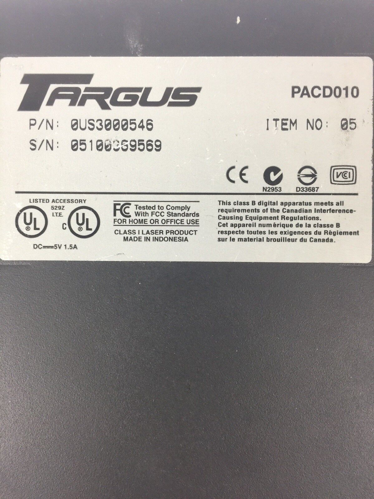 TARGUS PACD010 COMPACT DISC ROM