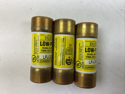 BUSS LPJ-25SP LOW-PEAK DUAL-ELEMENT TIME DELAY FUSE 25A 600VAC 300VDC (LOT OF 3)