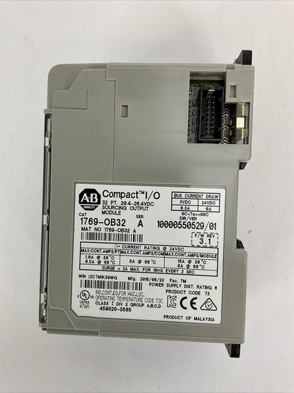 ALLEN BRADLEY 1769-OB32 SER A DIR/VER 10000550529/01 F/W REV 3.1 32PT COMPACT