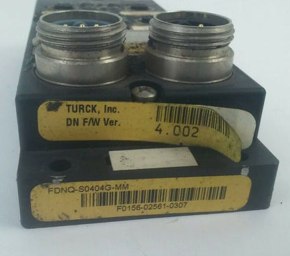TURCK FDNQ-S0404G-MM BUS STOP DEVICENET 4 IN/OU STATION  FIRMWARE 4.002 11-26VDC