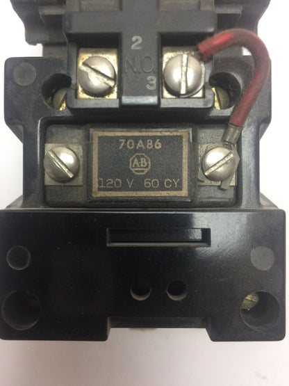 ALLEN BRADLEY X233635 CONTACTOR 600VAC 18AMP SER K SIZE 0 70A86 COIL 120V 60CY