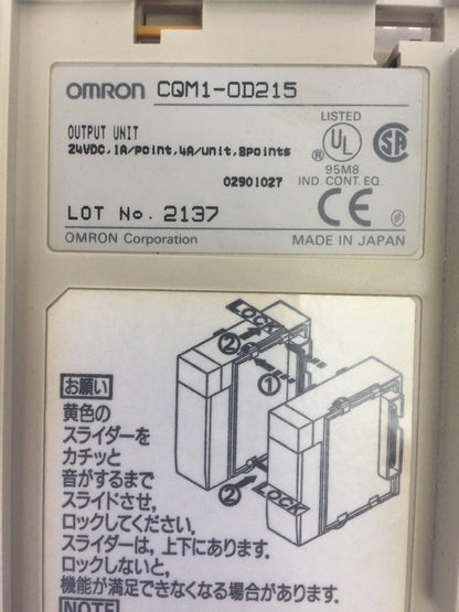 OMRON CQM1-OD215 OUTPUT UNIT MODULE 24VDC 1A/POINT 4A/UNIT 8POINTS