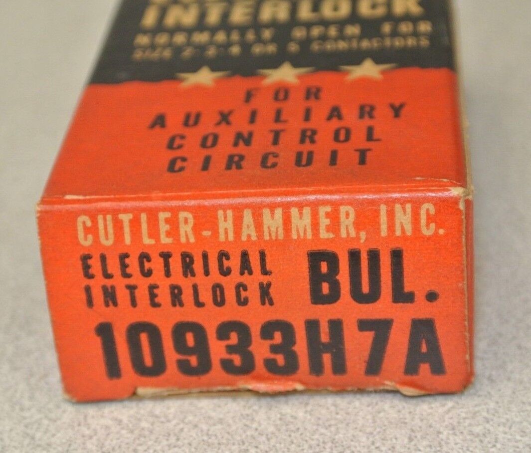 CUTLER-HAMMER 10933H7A ELECTRICAL INTERLOCK / AUX CONTACT SIZES 2-5 NEW SURPLUS