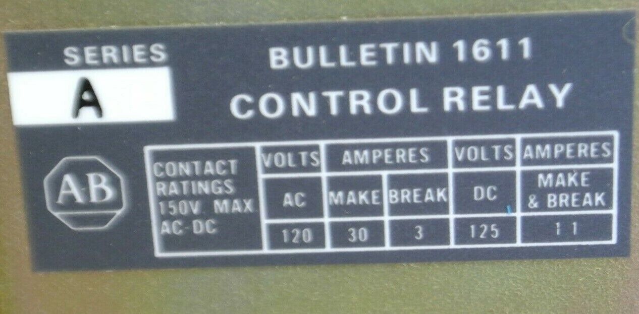 ALLEN-BRADLEY1611-NX7 Ser. A CONTROL RELAY / 1 N.C. /  24VDC / NEW SURPLUS
