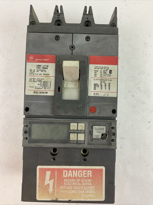 GE SGLB36BA0400 CURRENT LIMITING CIRCUIT BREAKER 400AMP 600VAC TRIP PLUG 250A