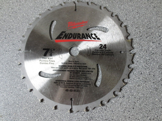 MILWAUKEE ENDURANCE 48-40-4123 CIRC. SAW BLADE 7-1/4" 24T THIN KERF -NEW SURPLUS