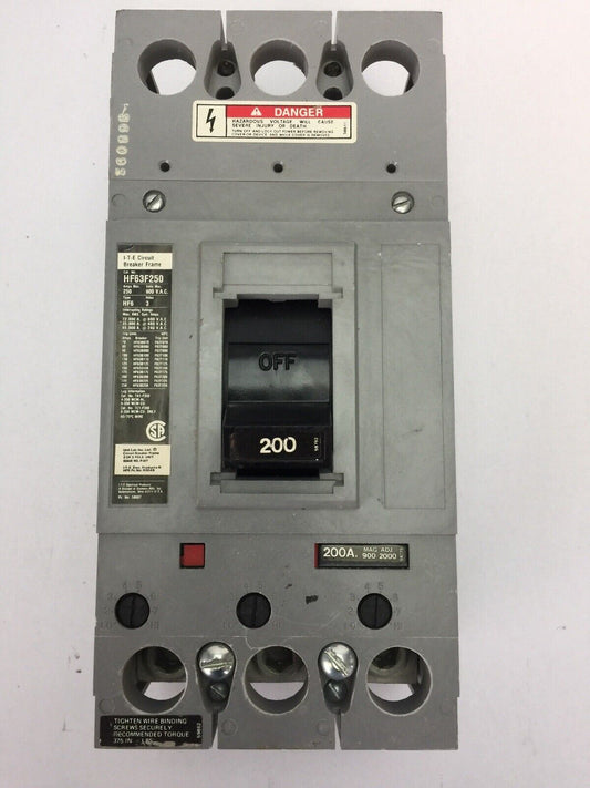 ITE HF63F250 CIRCUIT BREAKER 600 VAC 3 POLE 200 AMP TRIP MAG ADJ