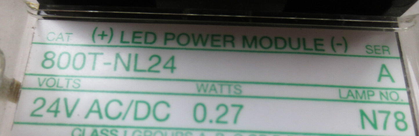 ALLEN-BRADLEY 800H-QRTL24 / 800T-NL24 GREEN PUSH-TO-TEST / LED POWER MODULE 24V